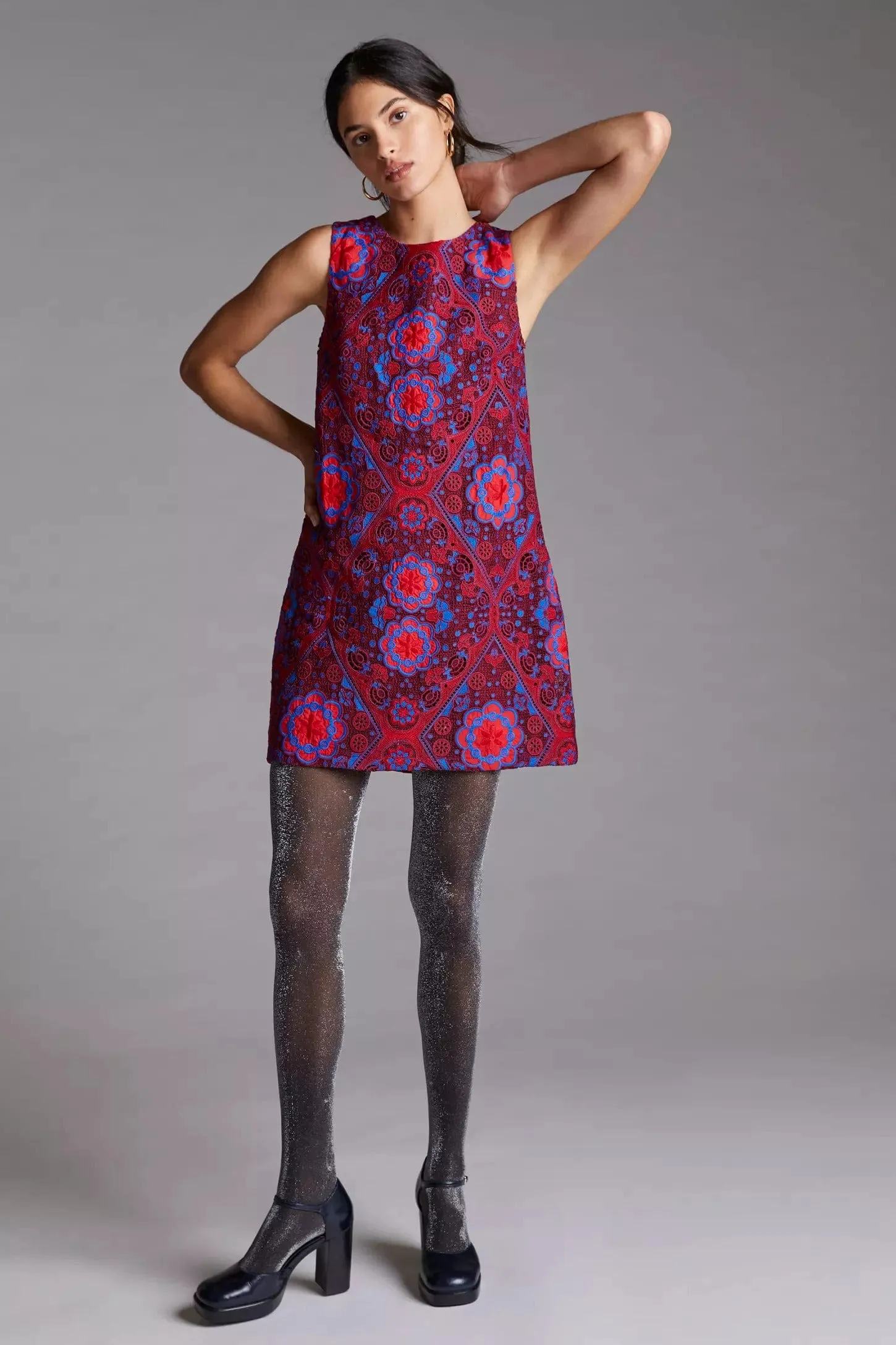 Versatile Wearable All Wear Eyelet Mini Dress - Burgundy