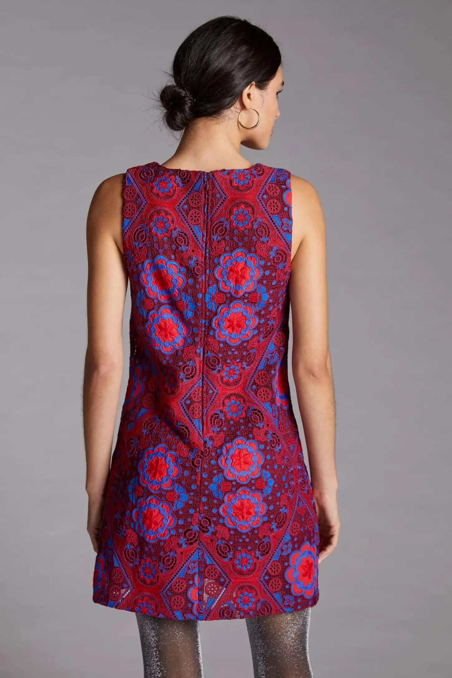 Eyelet Mini Dress - Burgundy Happy Soul Embroidered-Detail