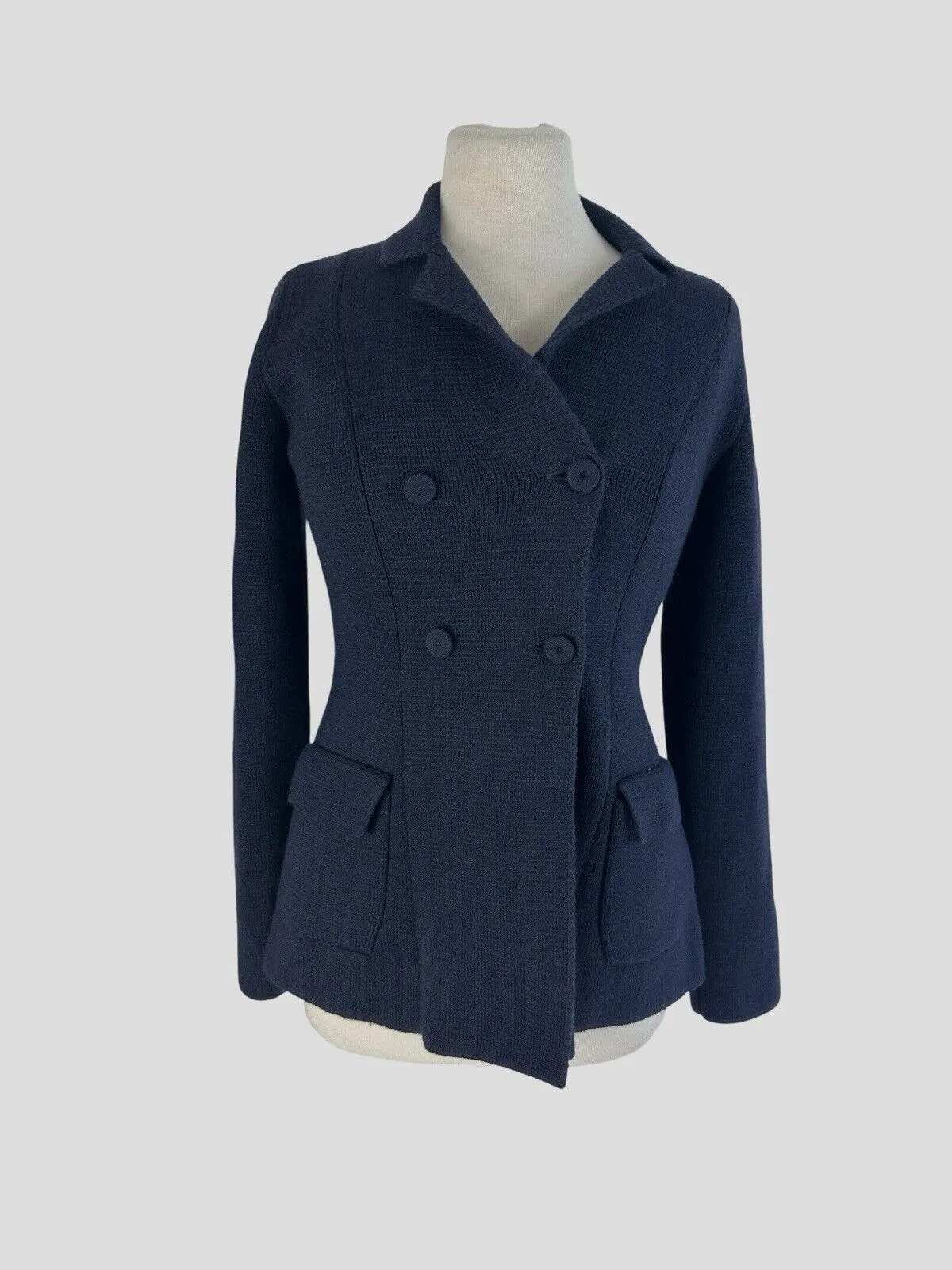 Fabiana Filippi navy 100% virgin wool cardigan size UK12/US8