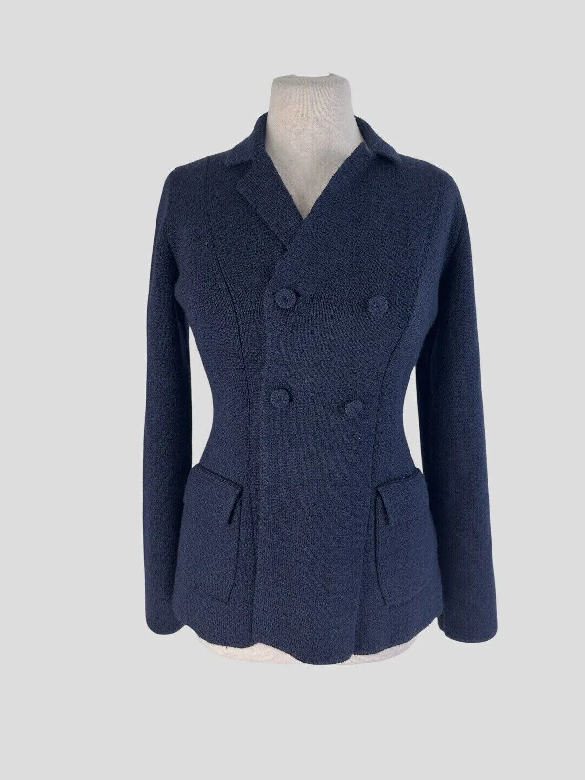 Fabiana Filippi navy 100% virgin wool cardigan size UK12/US8