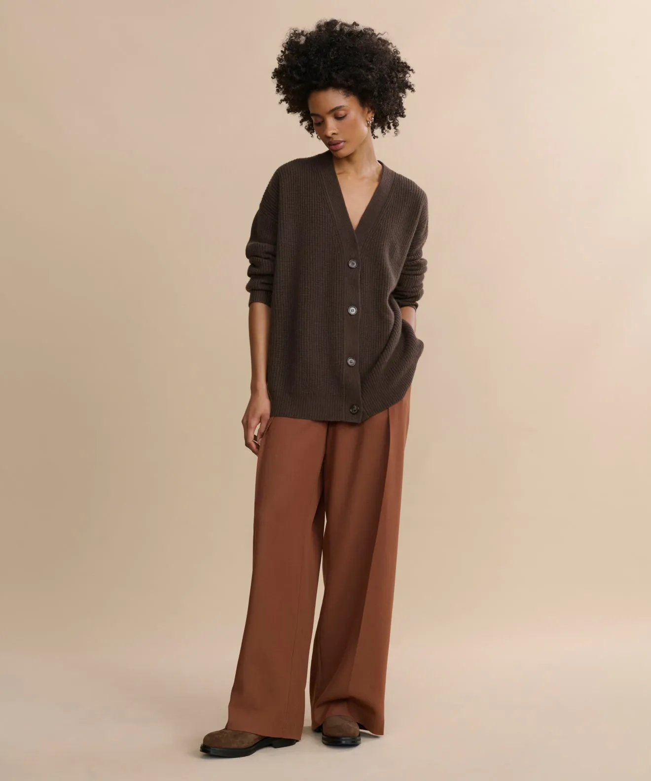 NonRestrictive Fit Cashmere Cocoon Cardigan