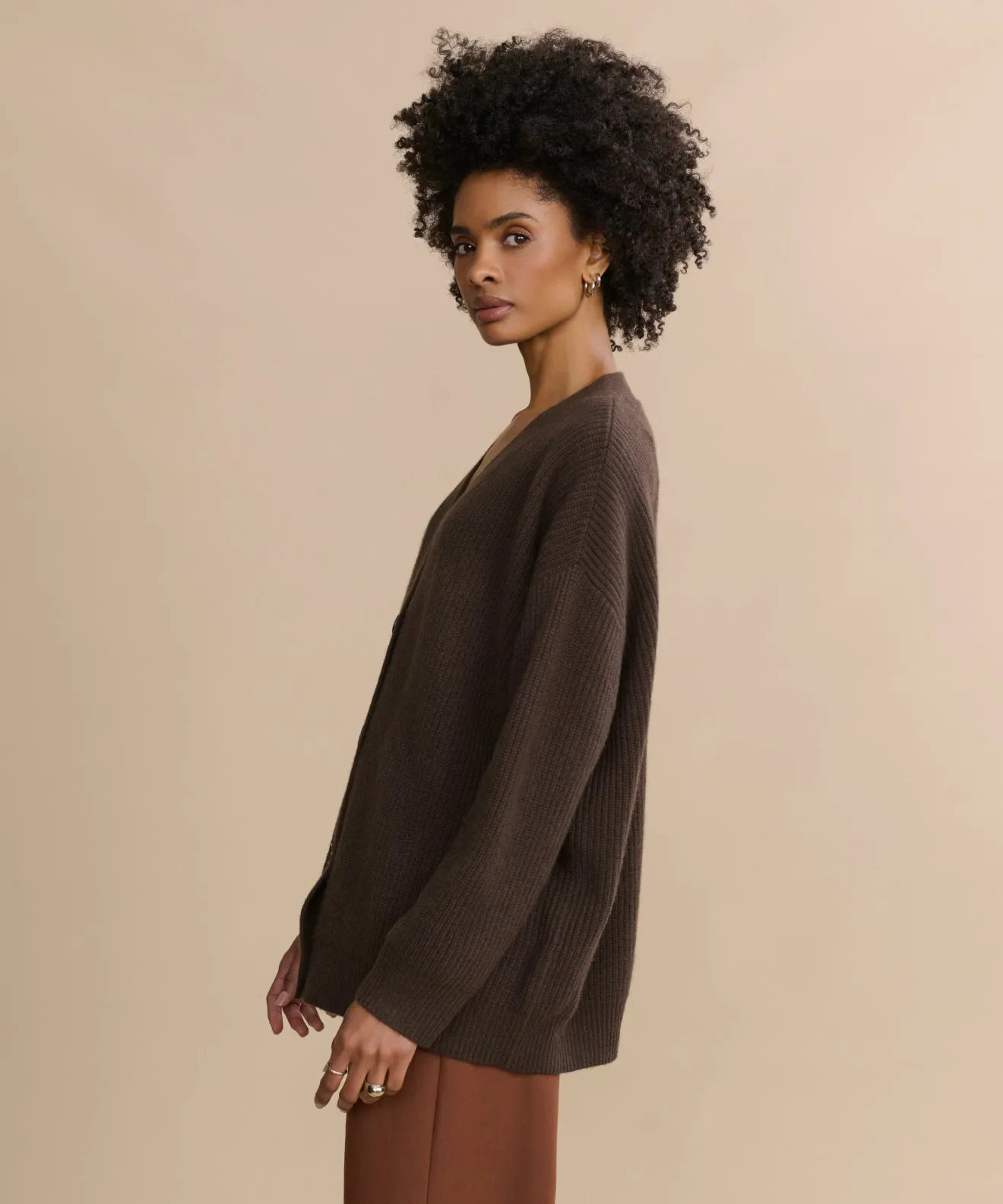 Circular Knit Technique UPFProtection Cashmere Cocoon Cardigan