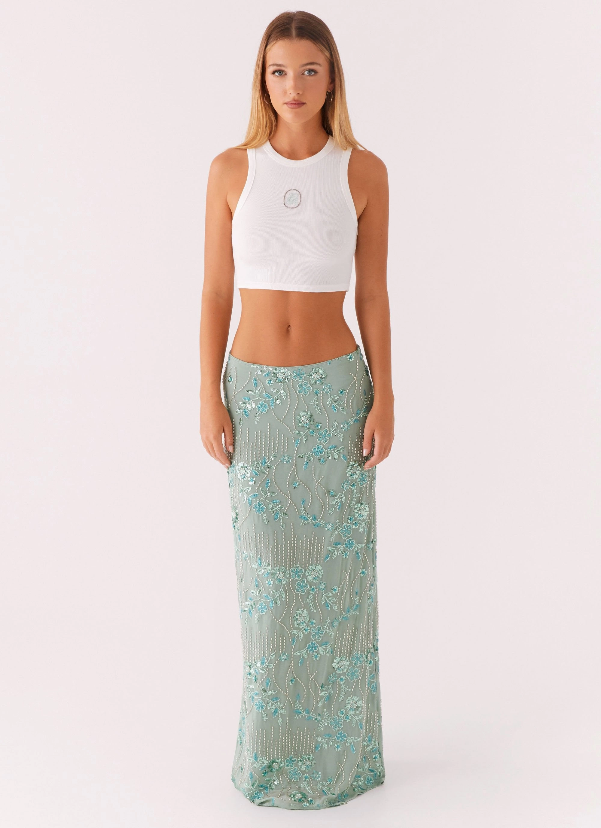 Signature Cropped Beaded Monogram Top - White AllDay Comfort