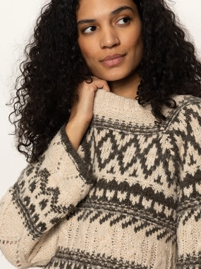 Fairisle Crew Neck Sweater Light Oat Multi Soft Layers Daily Piece Fairisle Crew Neck Sweater Light Oat Multi
