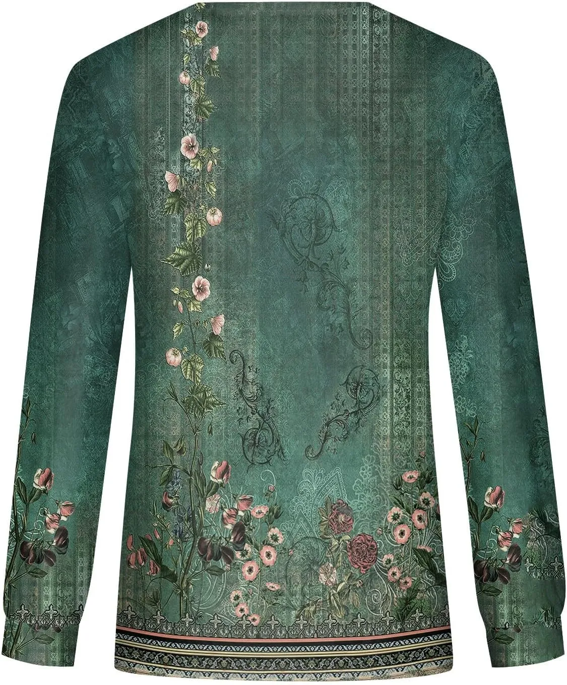 Fall Tops for Women Long Sleeve Round Neck Shirts Trendy Ruched Blouses Dressy Casual Floral Print Top Casual Clothing