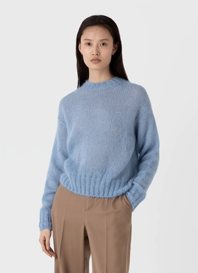 Fall Favorite Women's Mohair Silk Jumper in Cornflower Seamless construction Women's Mohair Silk Jumper in Cornflower