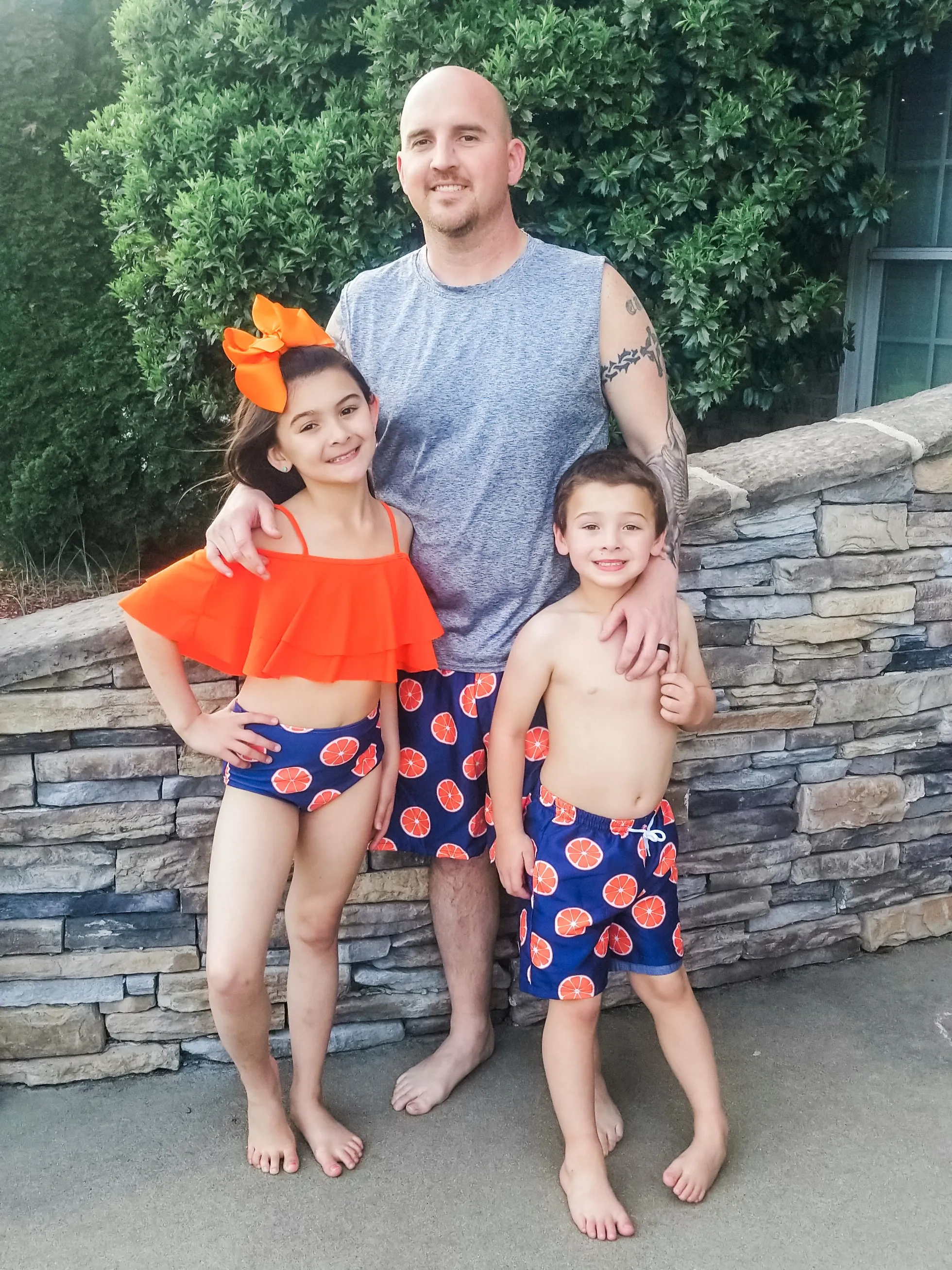 Family Orange & Navy Blue Swimsuit