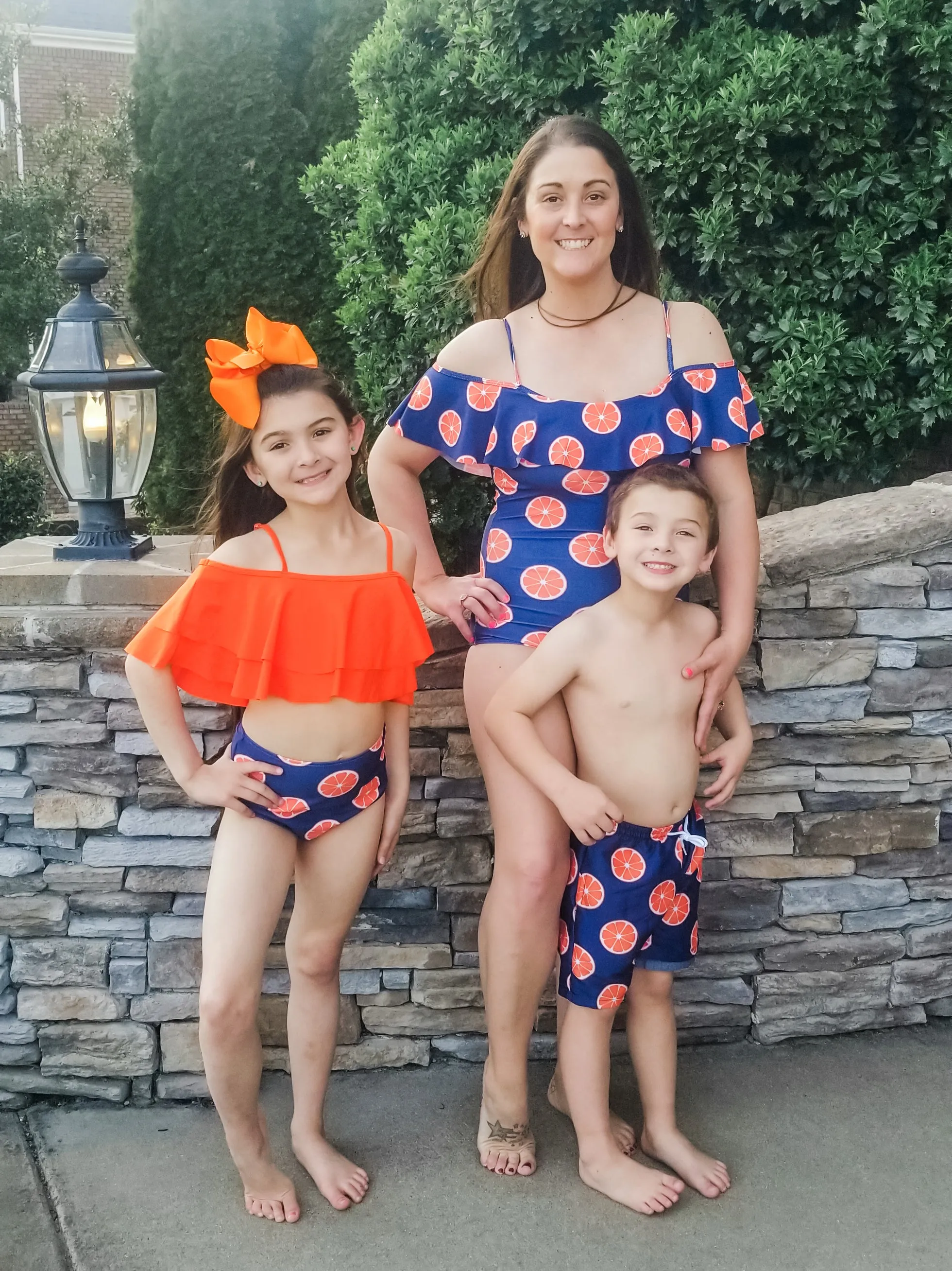 Family Orange & Navy Blue Swimsuit