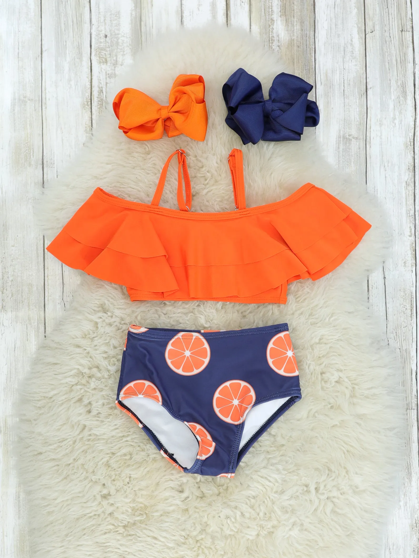Family Orange & Navy Blue Swimsuit