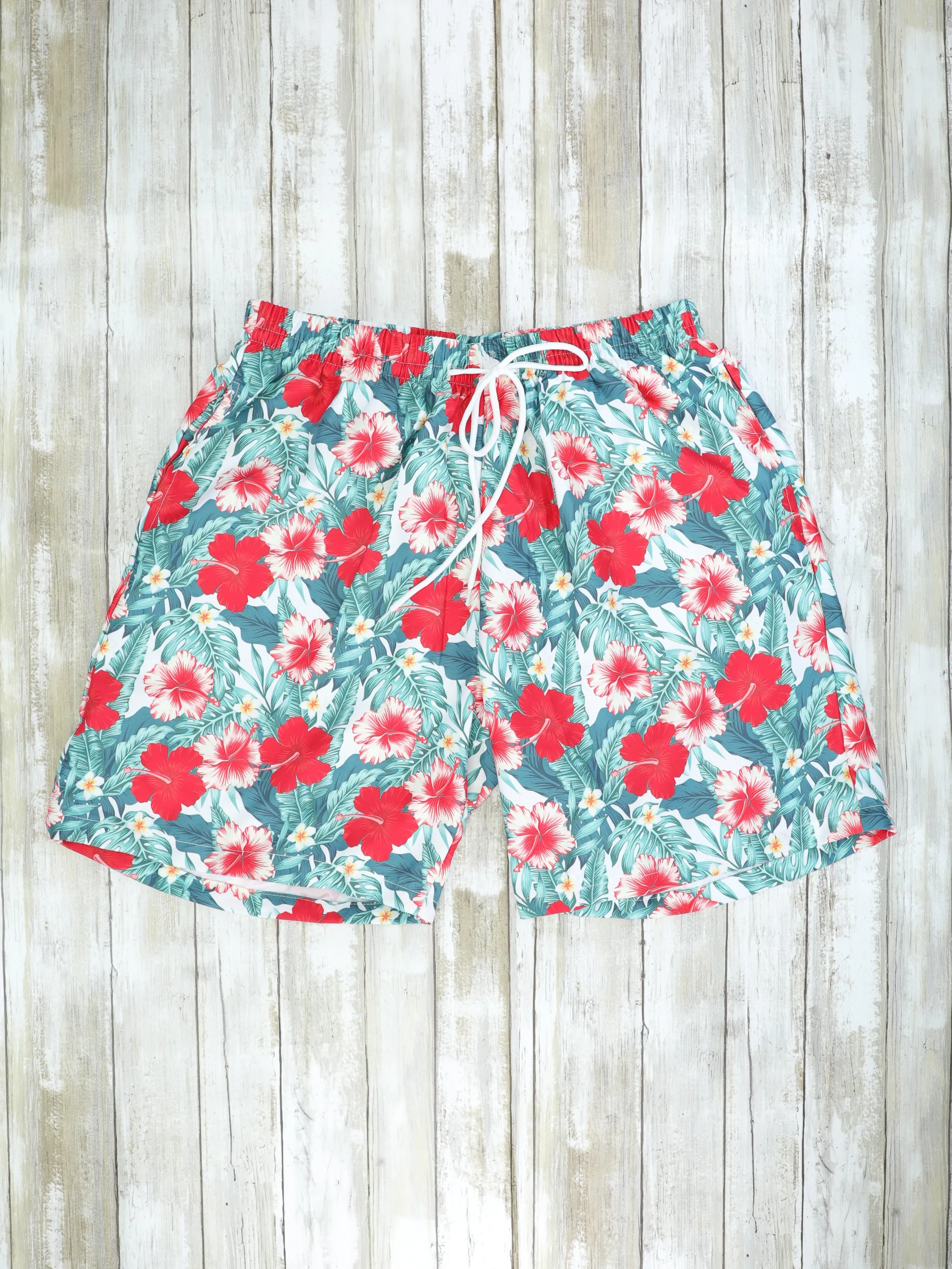 Family Red, Pink, & Blue Tropical Floral Swimsuit