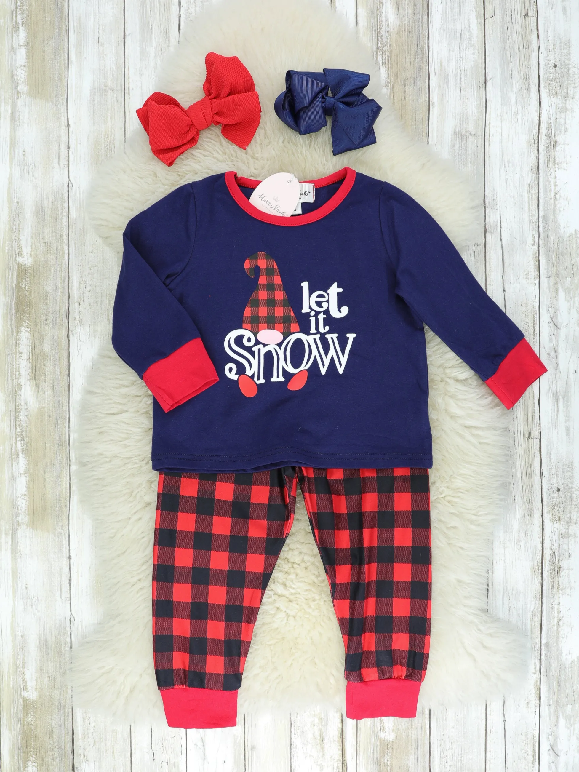 Family Snow Navy Plaid Pajamas