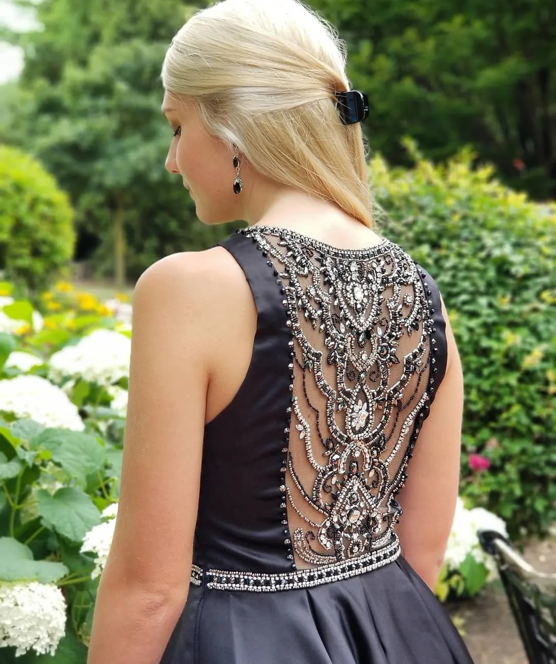 Fantastic Satin Jewel Neckline A-line Homecoming Dresses With Beadings HD325