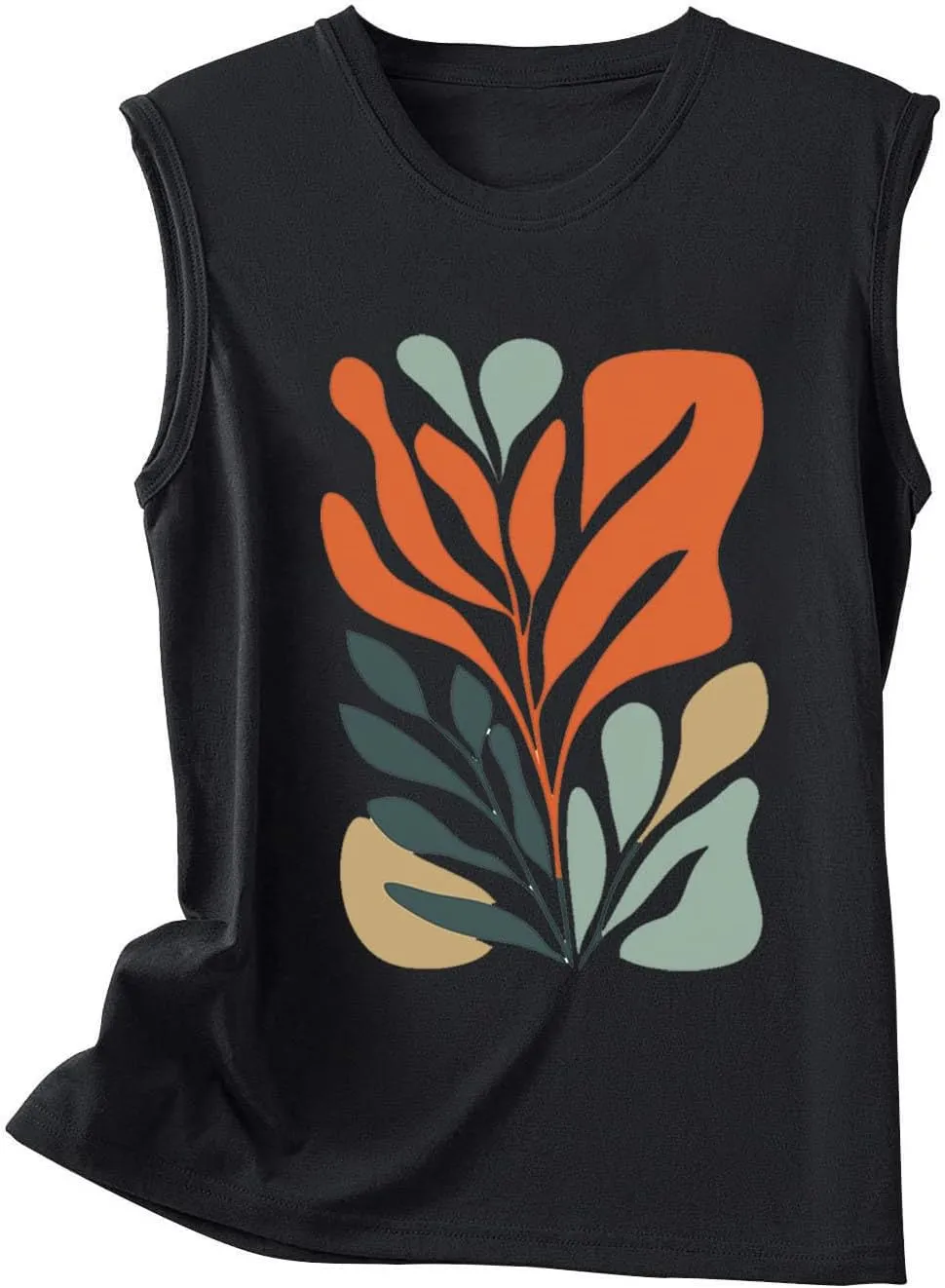 Fashion Casual Print Sleeveless Shirts for Women, Summer Loose Crewneck Trendy Tank Tops Soft Comfy Going Out Clothes