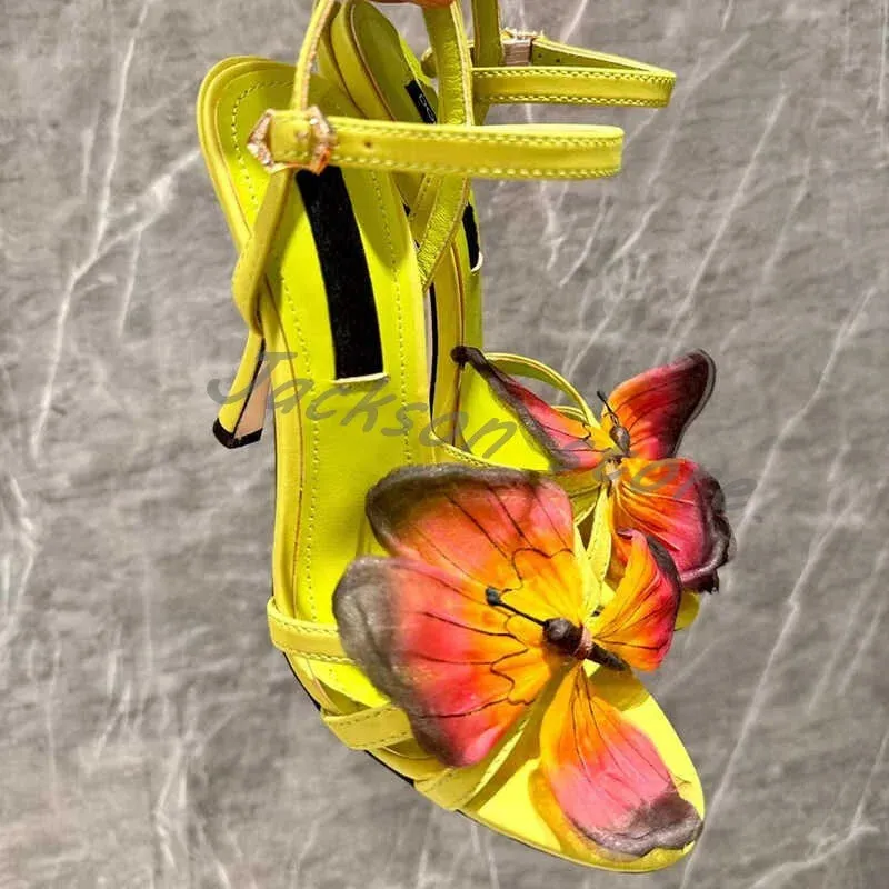 Fashion Flower Butterfly Decorated Stiletto Women Sandals