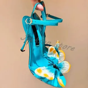 Fashion Flower Butterfly Decorated Stiletto Women Sandals