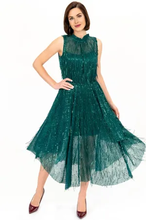 Fashion-Forward Gear Shentel Dress ?C Glitter Pine tailored look Textured Surface Shentel Dress ?C Glitter Pine