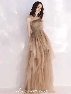 Fashion Ruffles Tulle Lace Up Back A-line Prom Dresses, CP0532