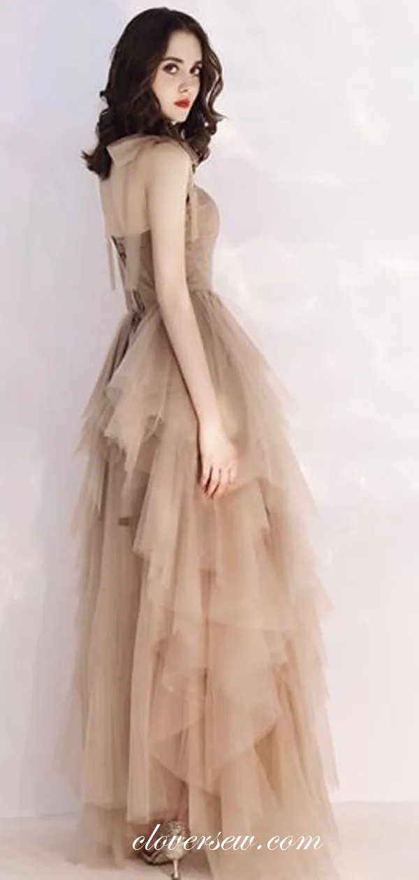Fashion Ruffles Tulle Lace Up Back A-line Prom Dresses, CP0532