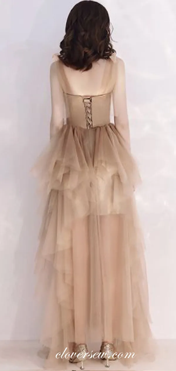 Fashion Ruffles Tulle Lace Up Back A-line Prom Dresses, CP0532