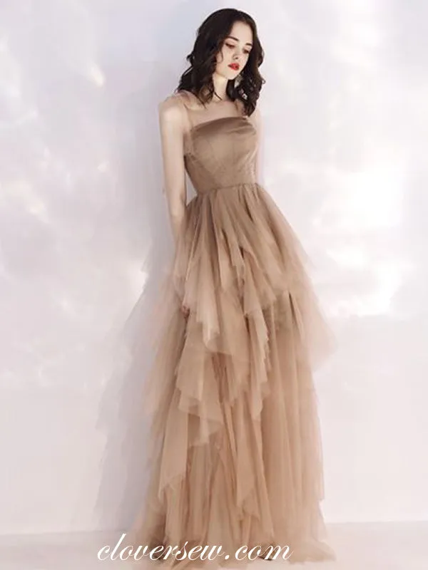 Fashion Ruffles Tulle Lace Up Back A-line Prom Dresses, CP0532
