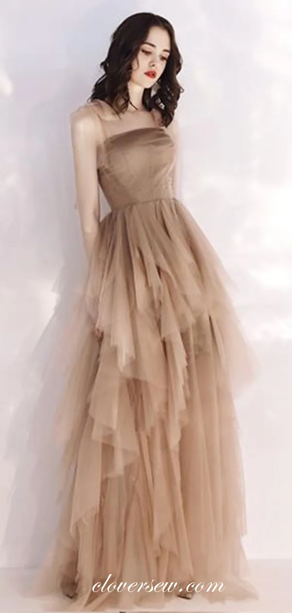 Fashion Ruffles Tulle Lace Up Back A-line Prom Dresses, CP0532