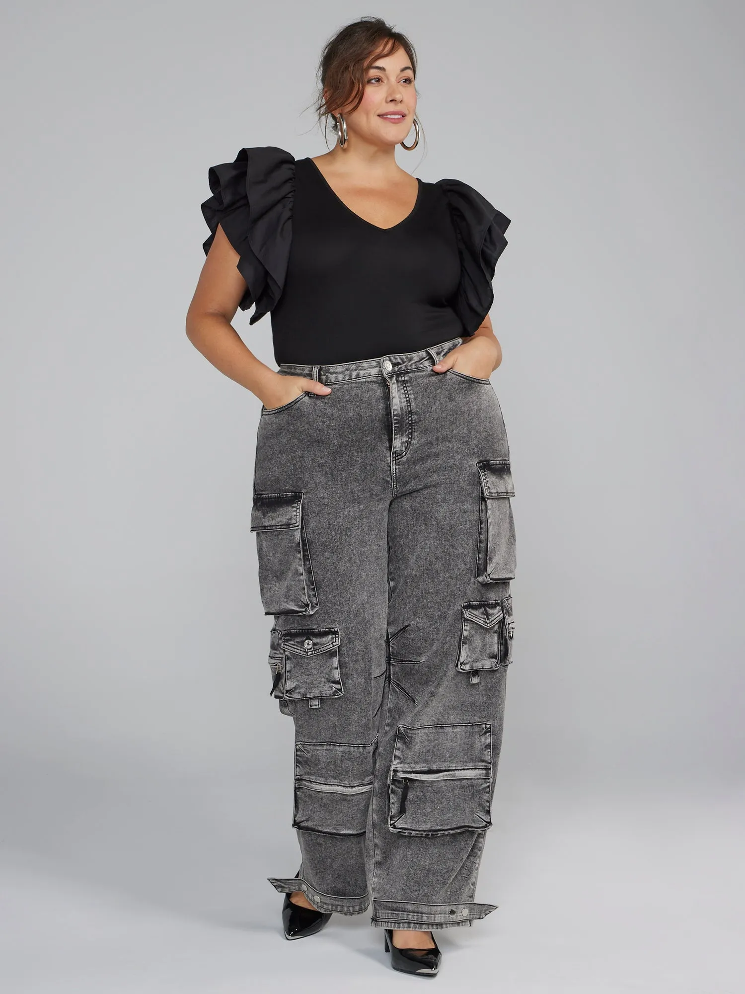 Fashion To Figure - Ruffle Sleeve Knit Bodysuit