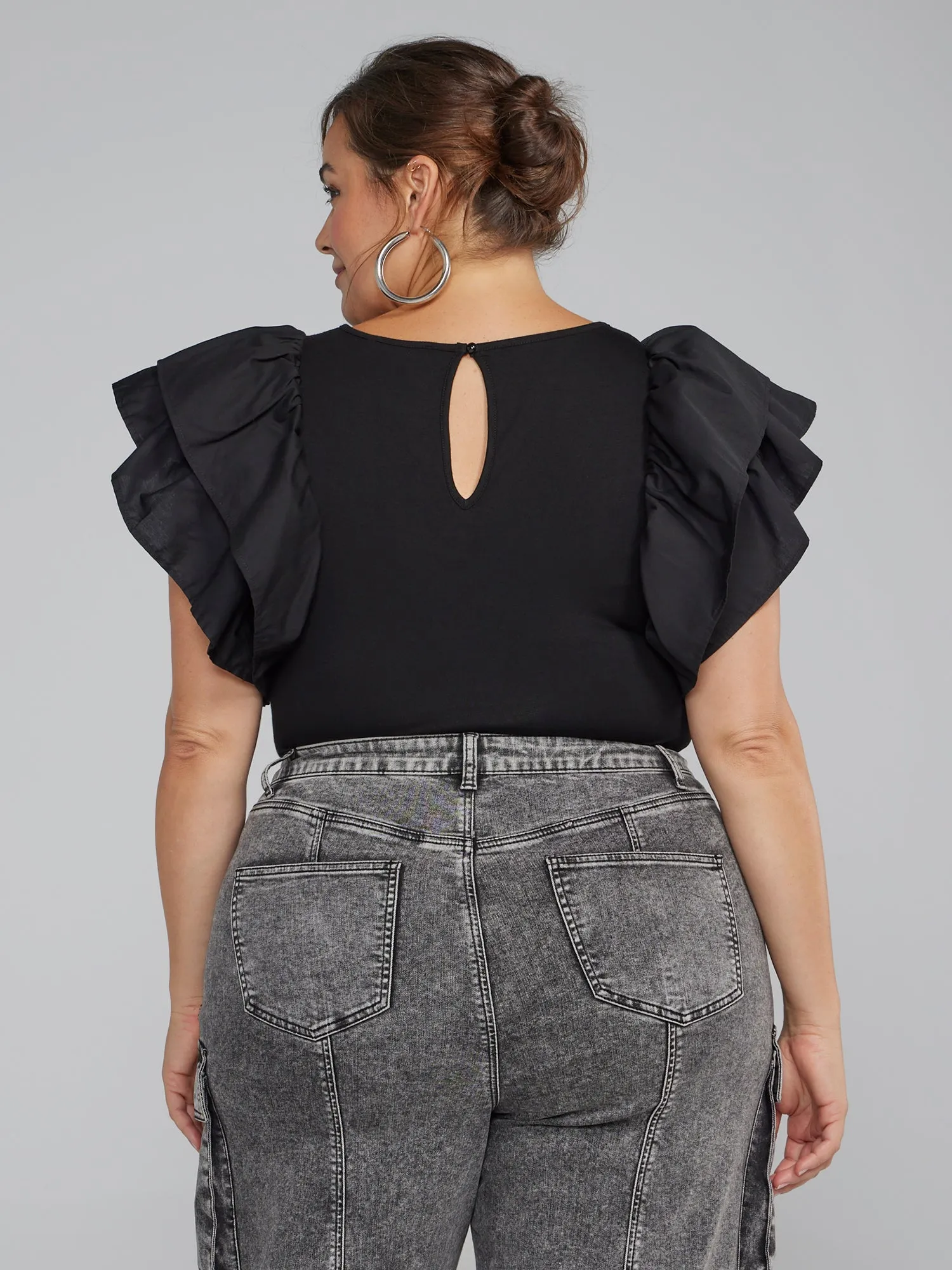 Fashion To Figure - Ruffle Sleeve Knit Bodysuit