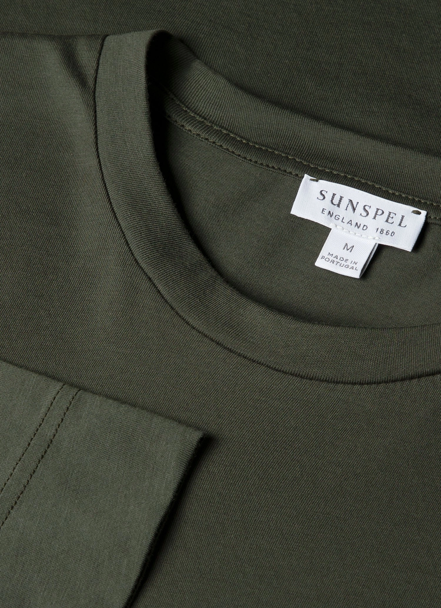 Men's Long Sleeve Riviera Midweight T-shirt in Dark Green Relax Trend Eco Friendly Production