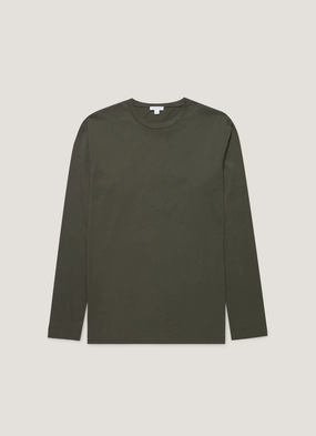 Fashion and function Men's Long Sleeve Riviera Midweight T-shirt in Dark Green Men's Long Sleeve Riviera Midweight T-shirt in Dark Green Cozy Comfort Fit