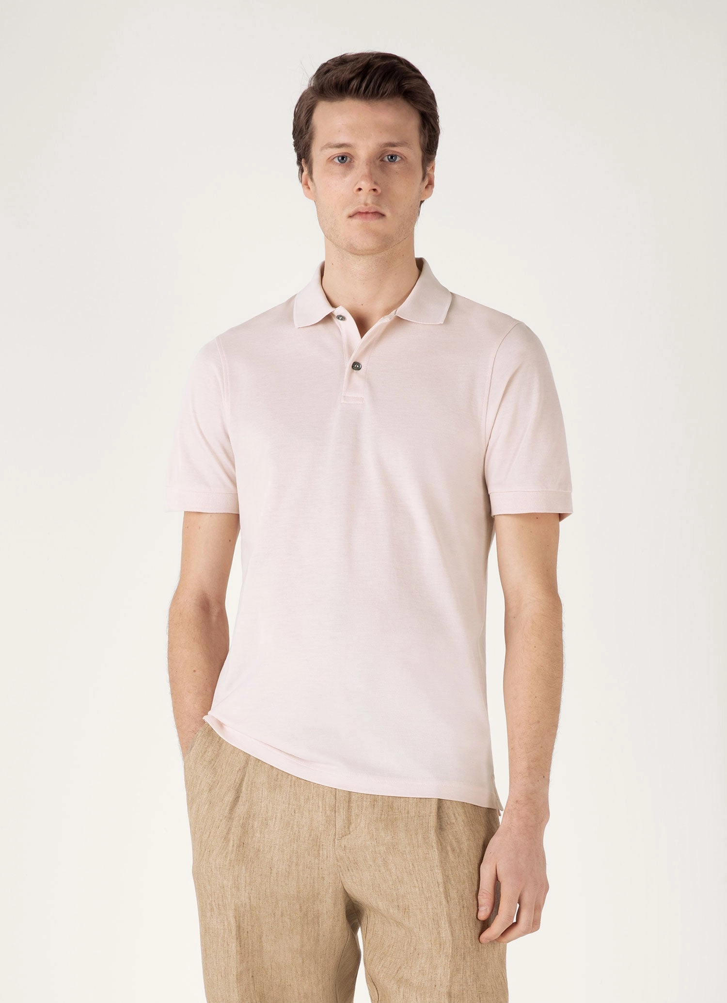 Men's Piqu?? Polo Shirt in Pastel Pink Golf Outfit