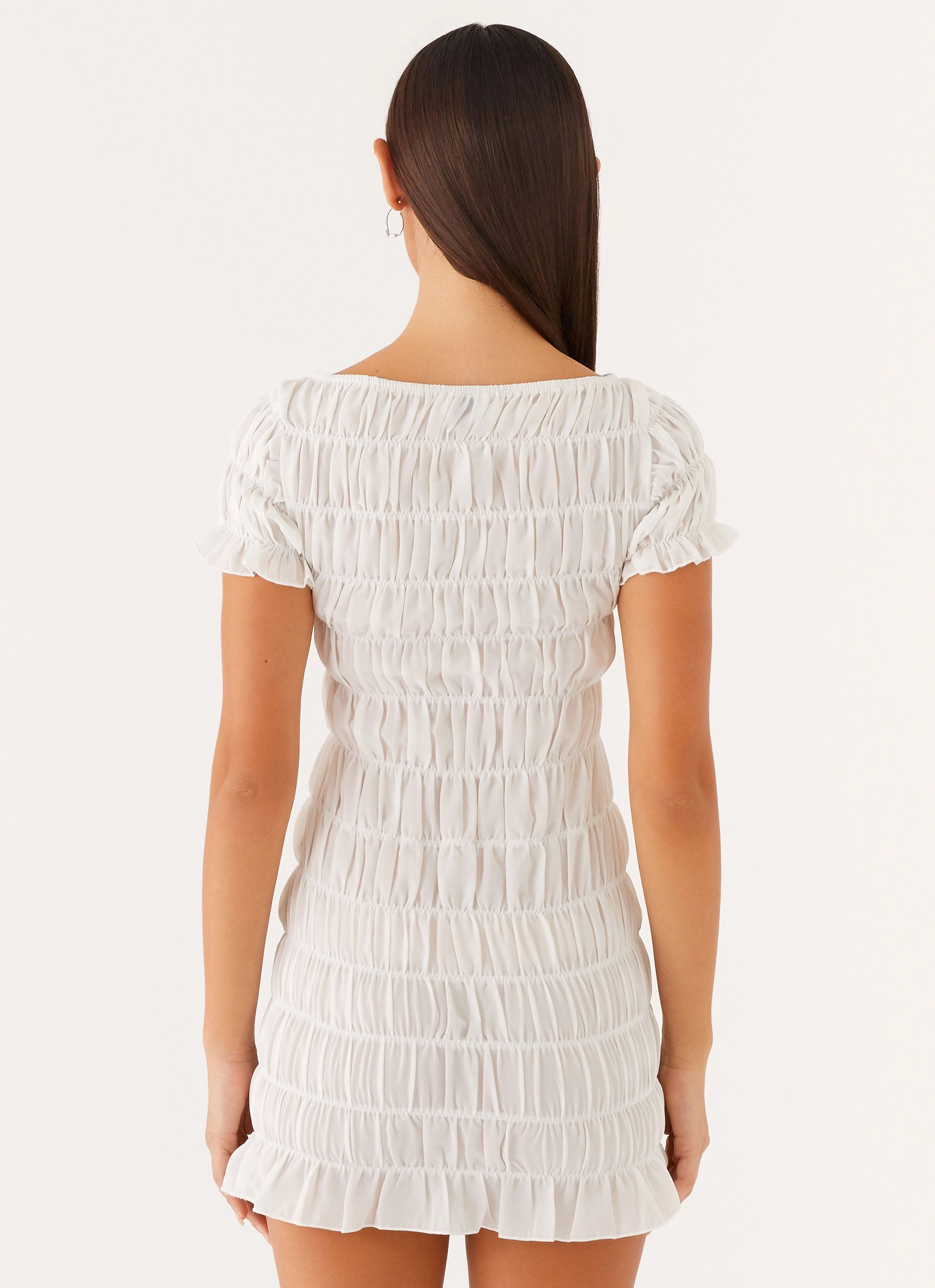 Rita Ruched Mini Dress - White Casual Smart