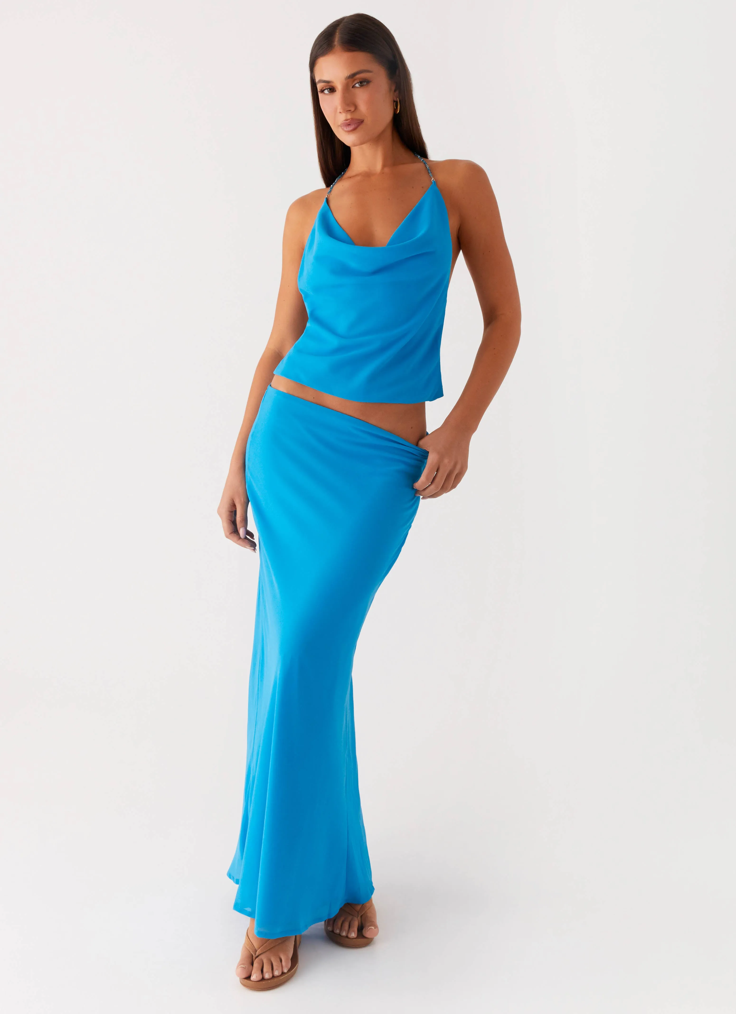 Comfortable Look Another Life Chiffon Maxi Skirt - Turquoise