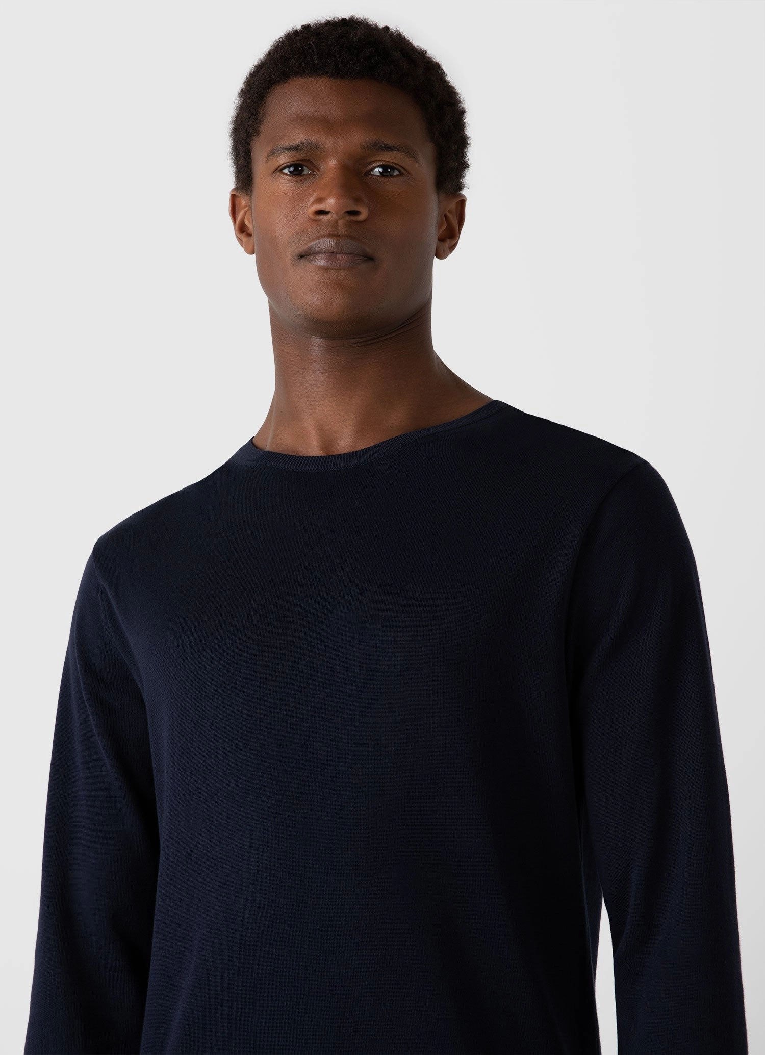EcoFriendly Textile Men's Sea Island Cotton Crew Neck Jumper in Light Navy