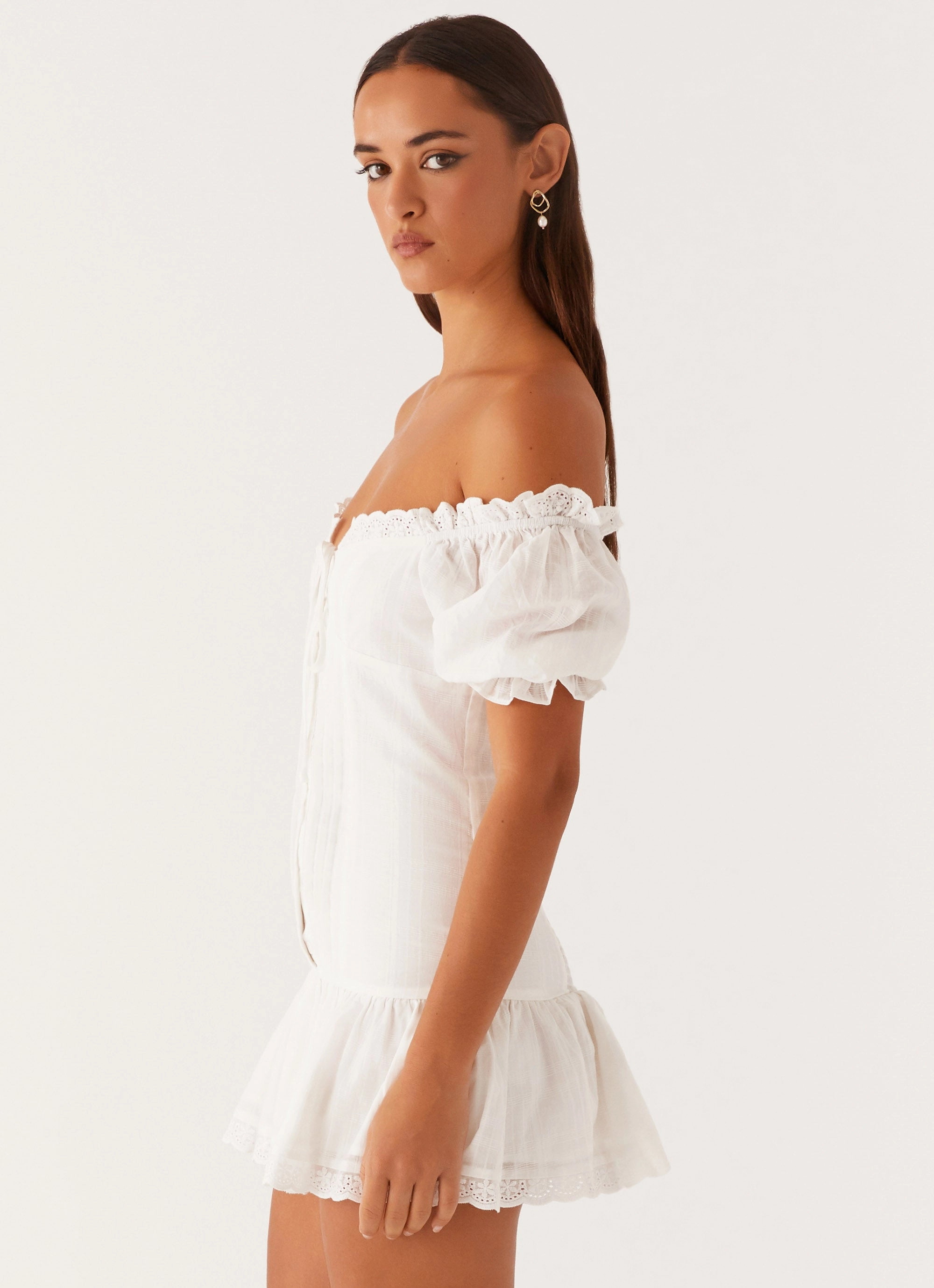 Hundred Percent Mini Dress - White Sophisticated Waist Fit