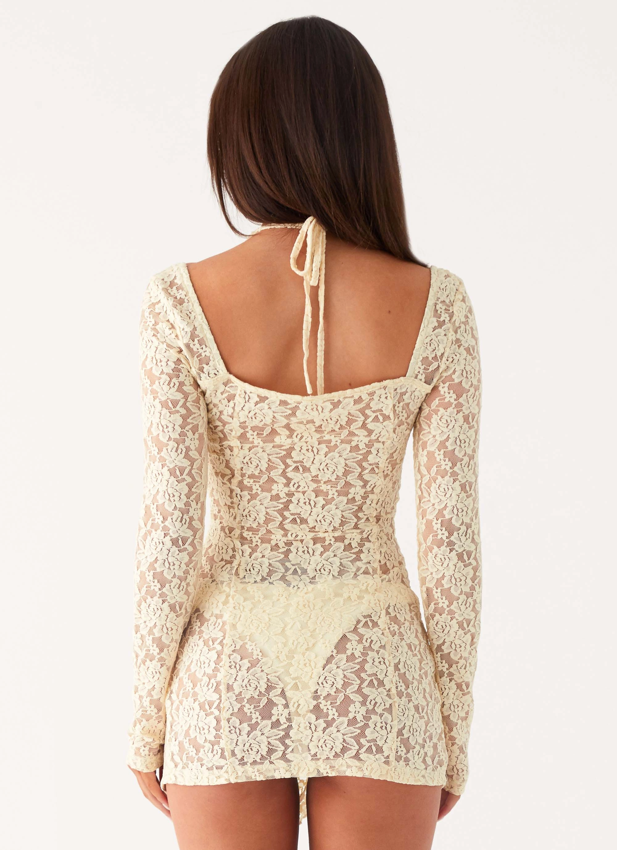 Body Fit Rarri Lace Mini Dress - Ivory