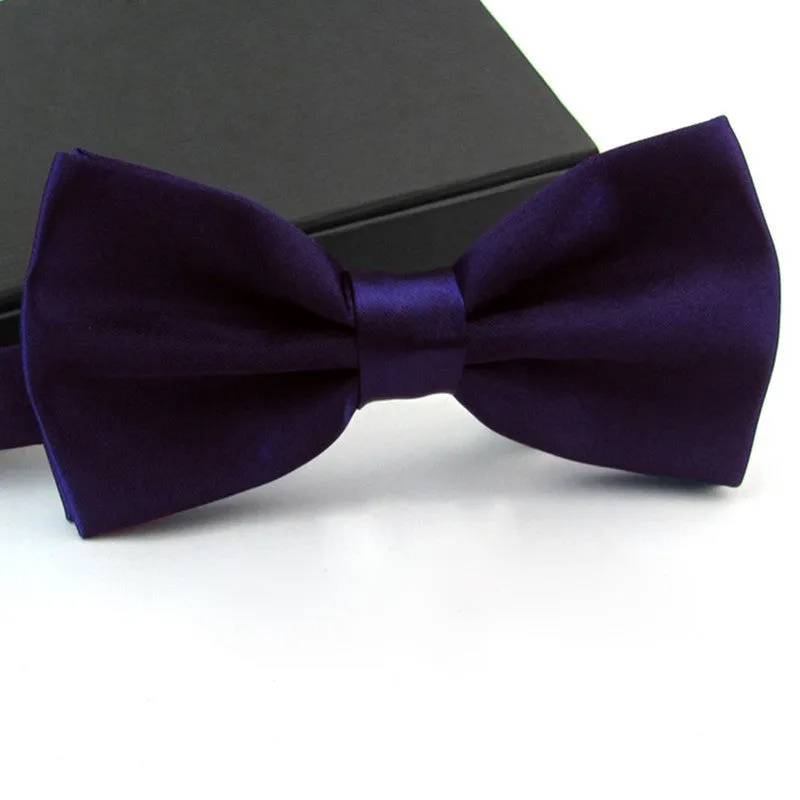 Fashions Men's Formal Commercial bowties Solid Color Tuxedo Classic Bowtie Pre Wedding Party Satin Bow Tie Necktie