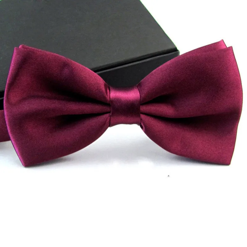 Fashions Men's Formal Commercial bowties Solid Color Tuxedo Classic Bowtie Pre Wedding Party Satin Bow Tie Necktie