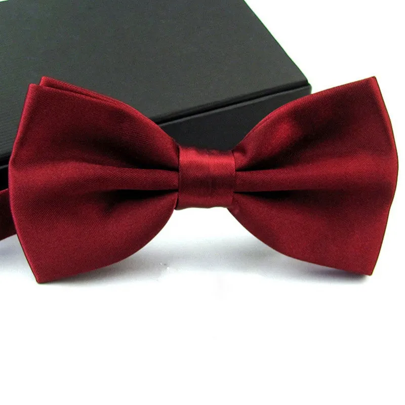 Fashions Men's Formal Commercial bowties Solid Color Tuxedo Classic Bowtie Pre Wedding Party Satin Bow Tie Necktie