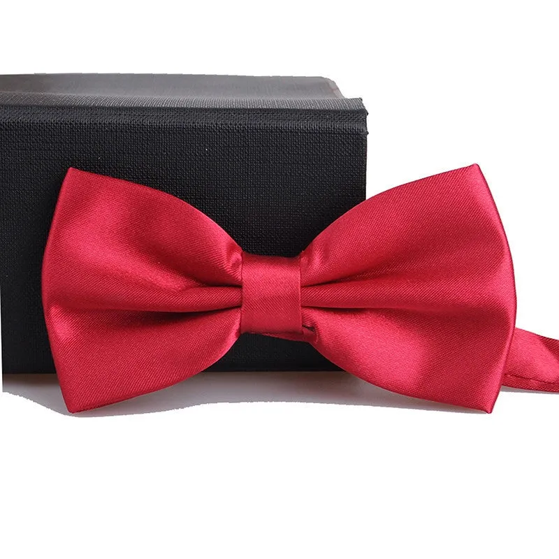 Fashions Men's Formal Commercial bowties Solid Color Tuxedo Classic Bowtie Pre Wedding Party Satin Bow Tie Necktie
