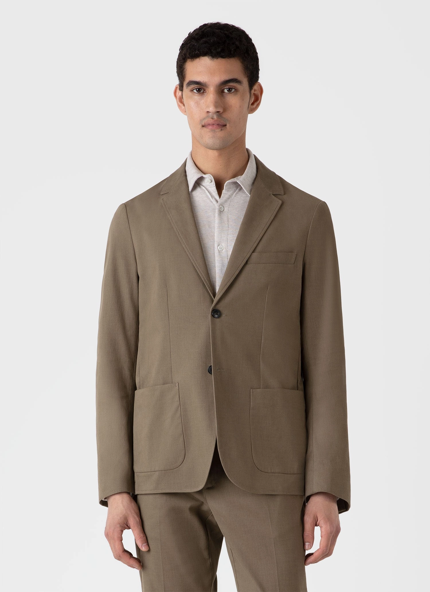 Casual Smart Men's Brushed Cotton Wool Blazer in Sandstone