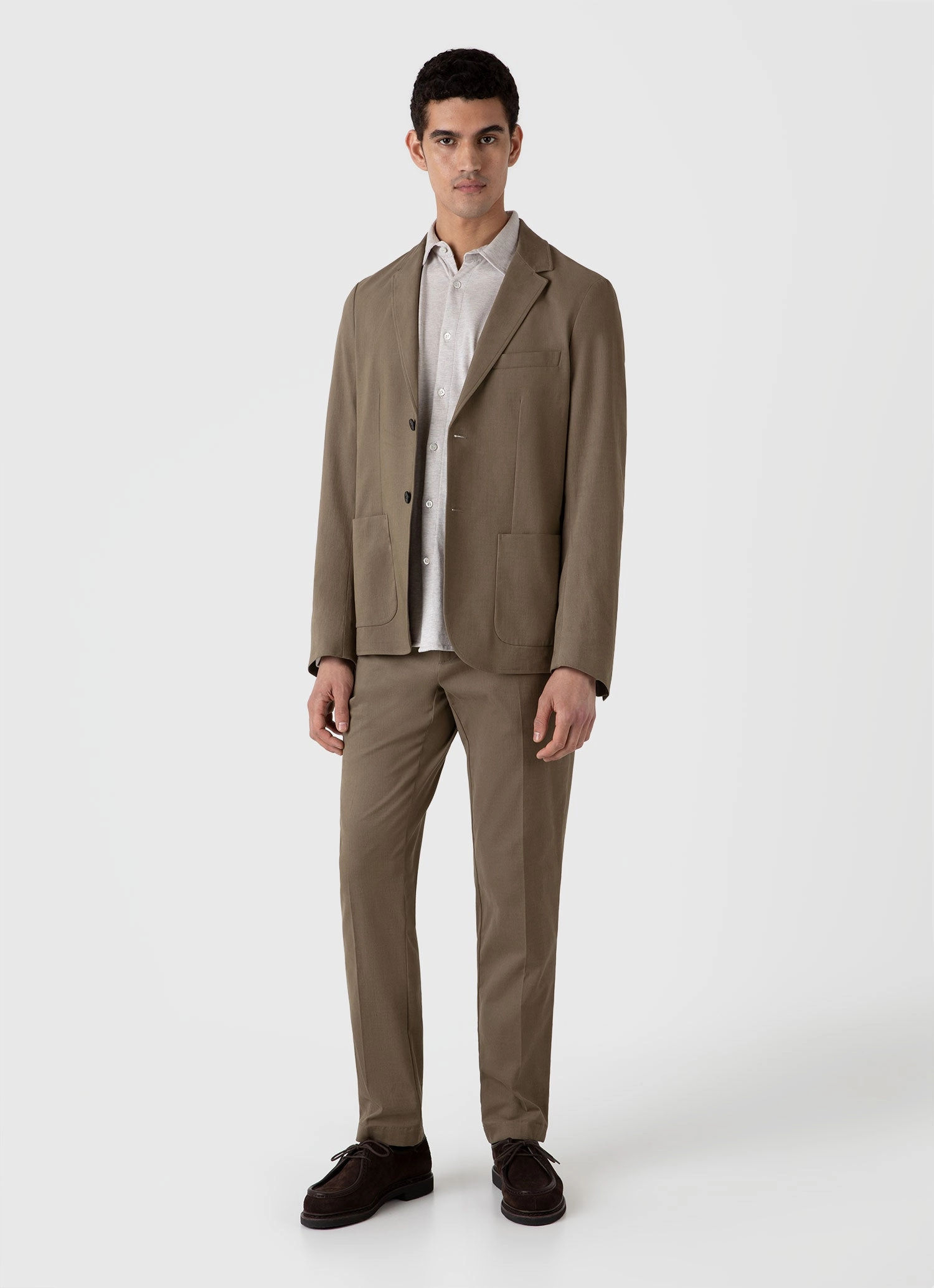 Sense Men's Brushed Cotton Wool Blazer in Sandstone