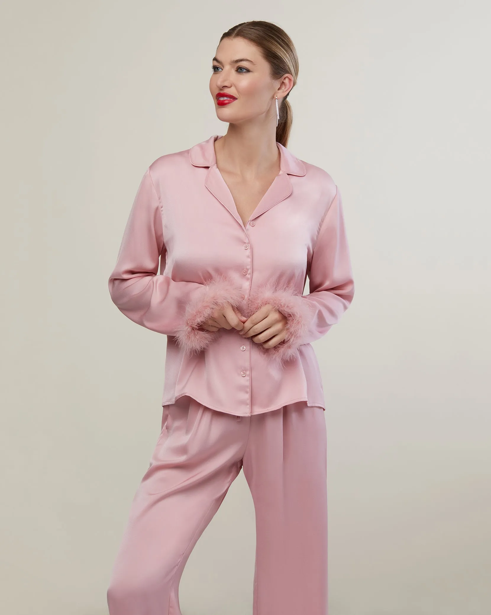 Feather Satin Pajamas