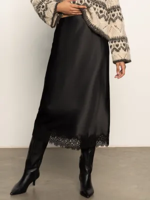 Feather trim Slip Skirt With Lace Black Soft Outfit Outfit Ideas Slip Skirt With Lace Black