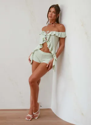 Feel Free Fantasise Knit Mini Shorts - Mint Fantasise Knit Mini Shorts - Mint Day Wear Quick Wear Fit