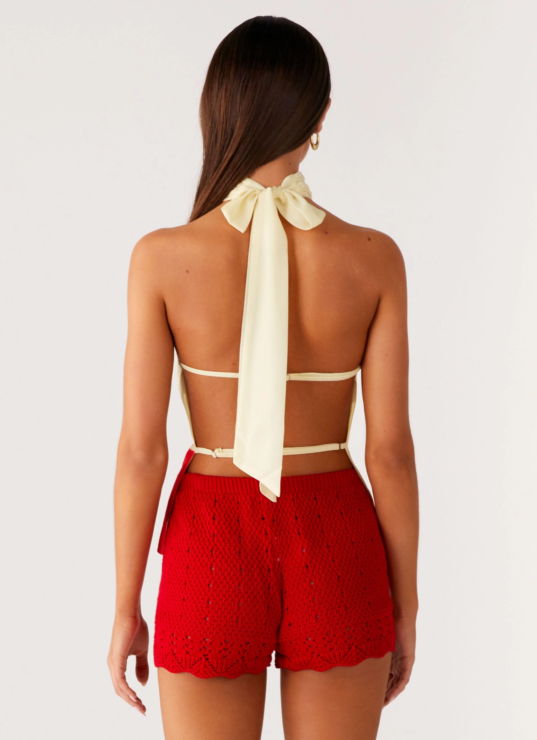 Felicity Halter Top - Scarlet Floral Retro design