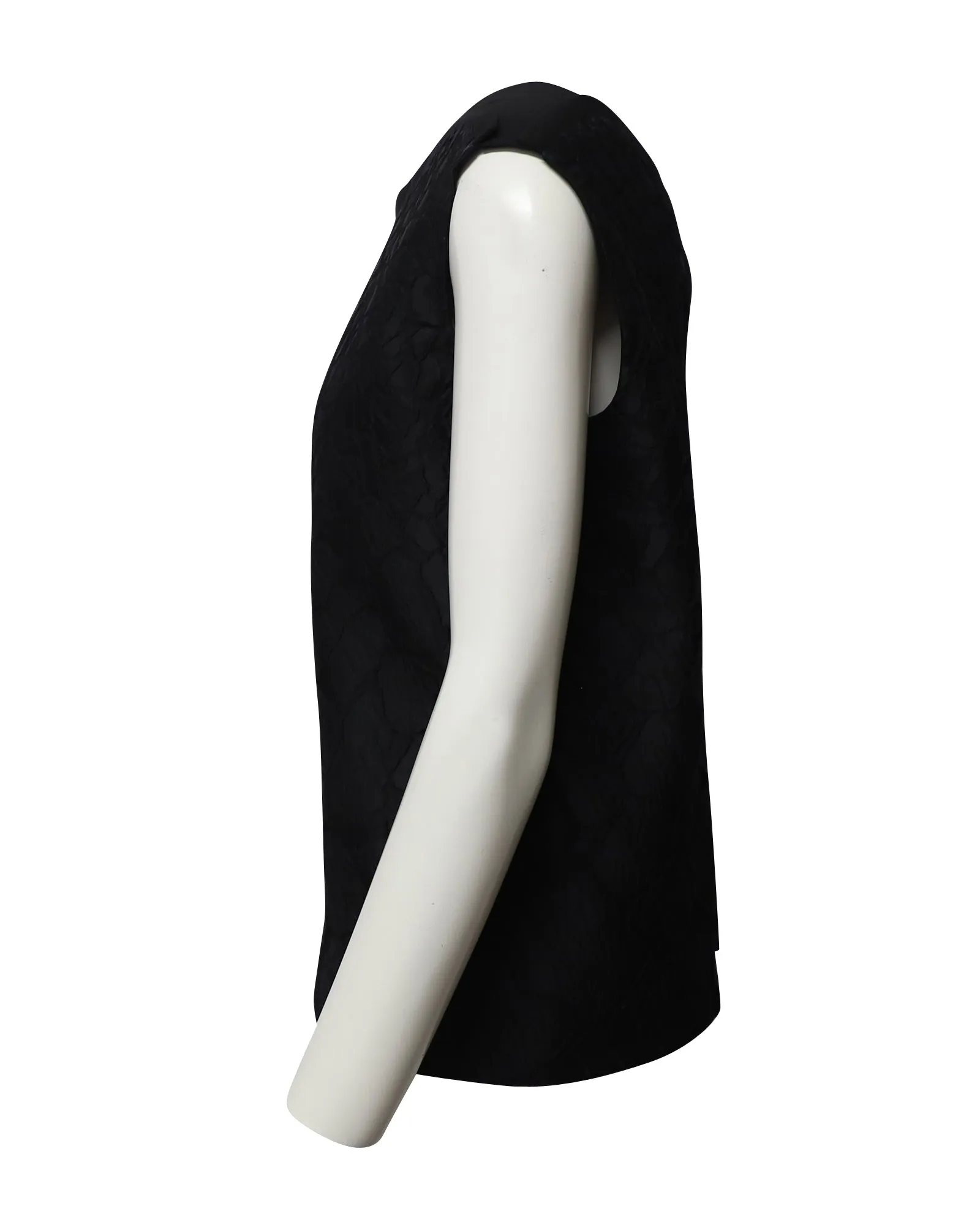 Fendi Sleeveless Floral Tonal Brocade Top in Black Polyester