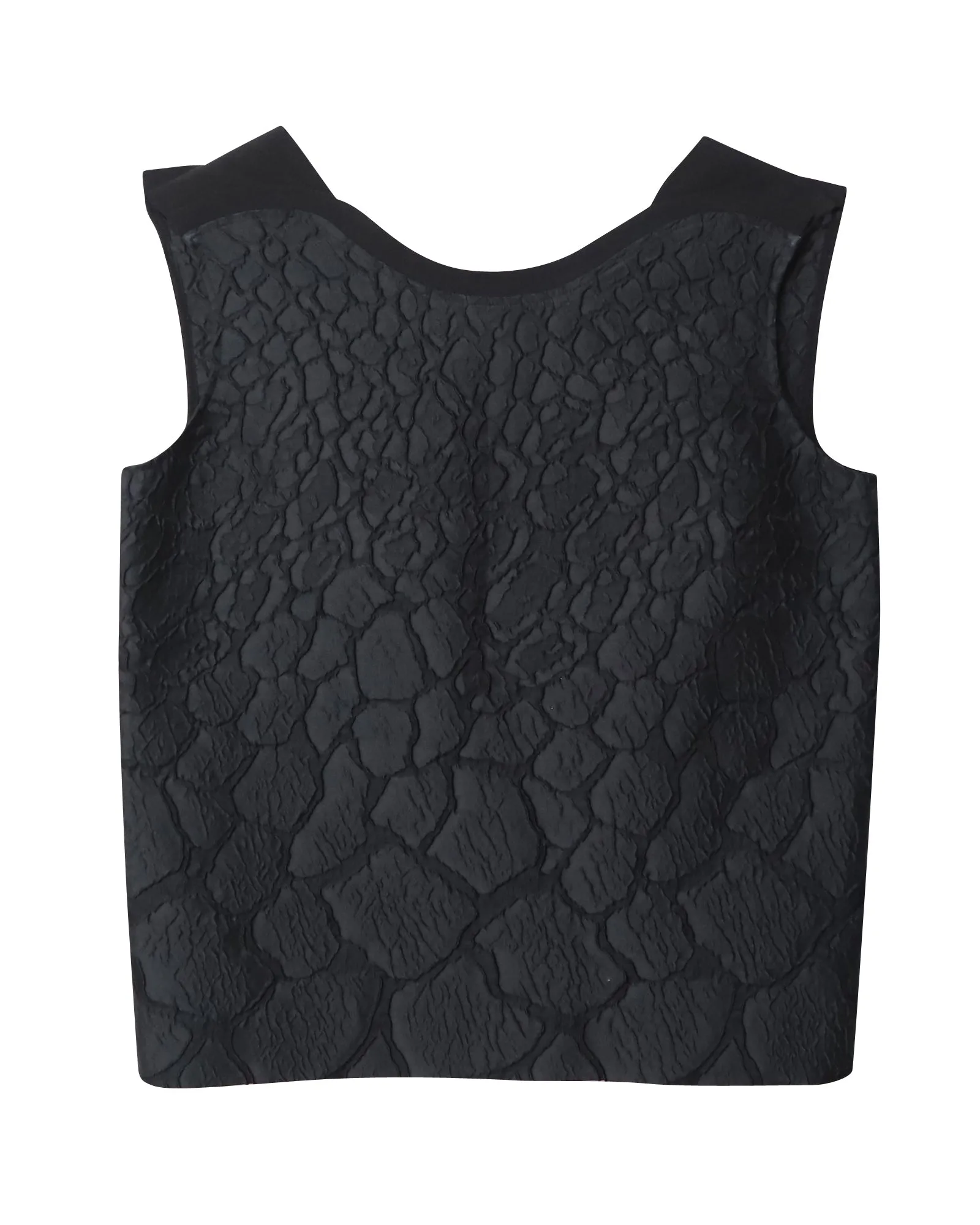 Fendi Sleeveless Floral Tonal Brocade Top in Black Polyester