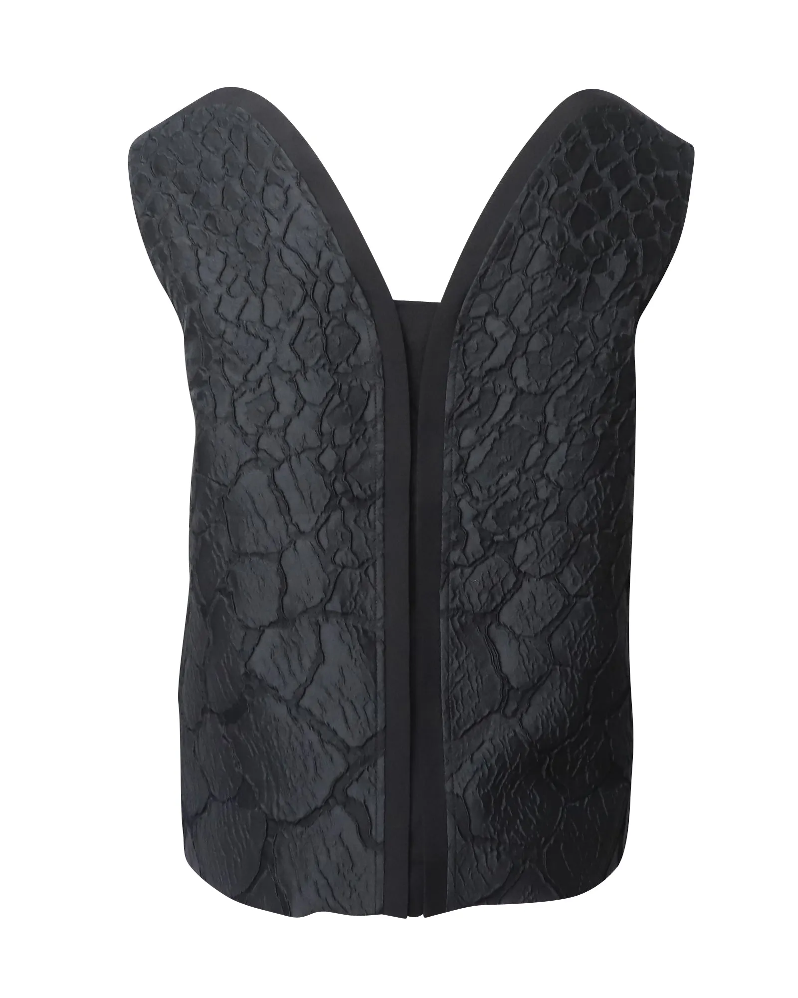 Fendi Sleeveless Floral Tonal Brocade Top in Black Polyester