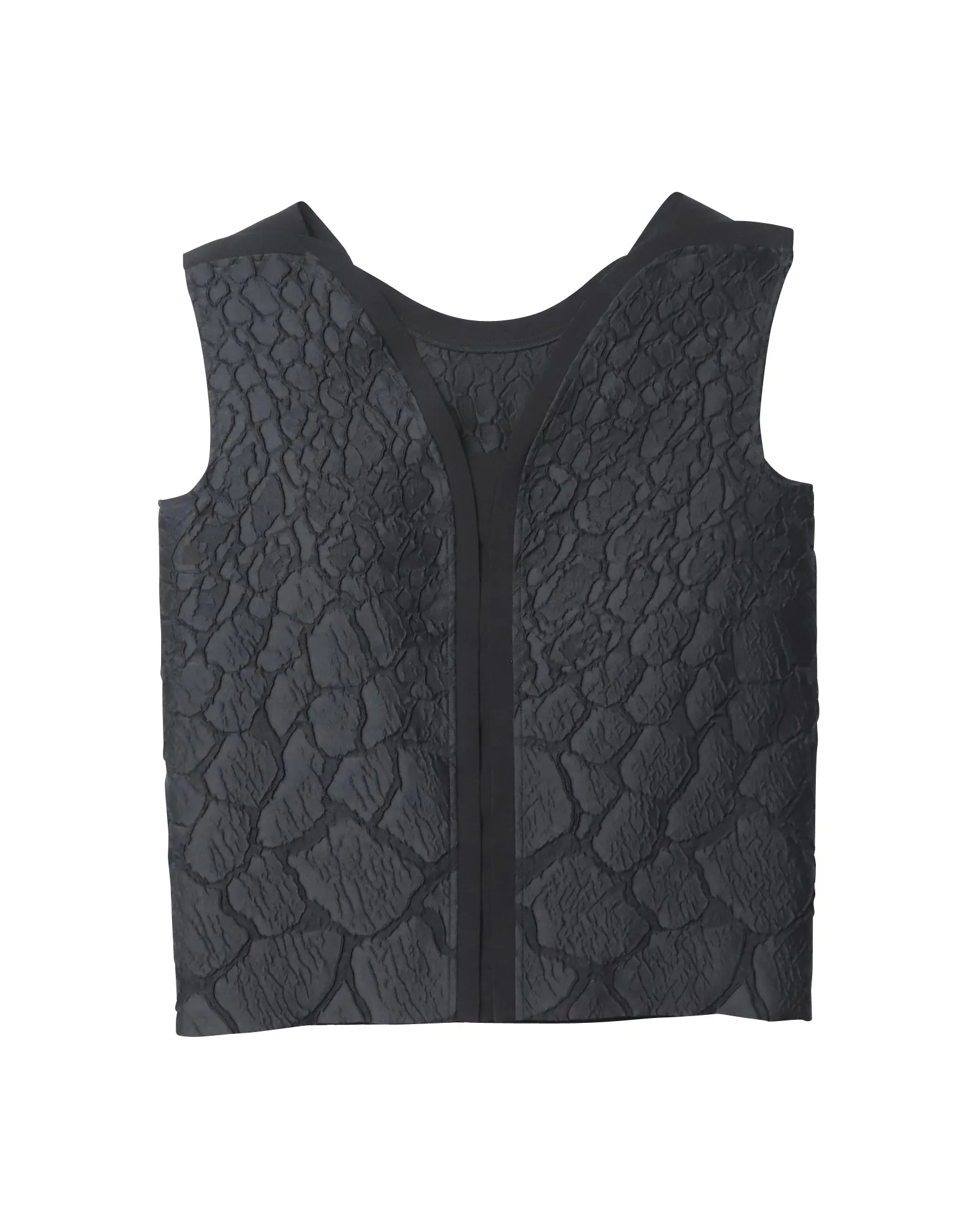 Fendi Sleeveless Floral Tonal Brocade Top in Black Polyester