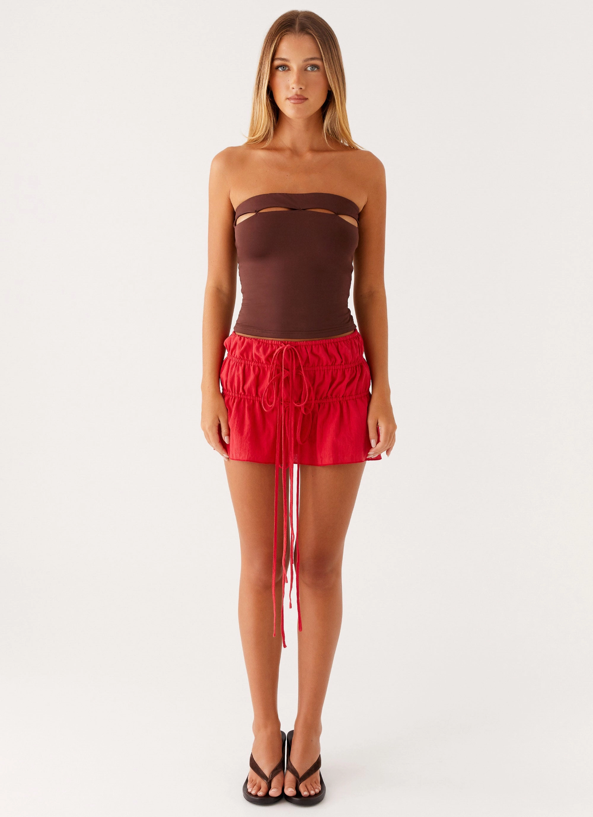 Elegant Cut AbrasionResistant Fia Tube Top - Chocolate